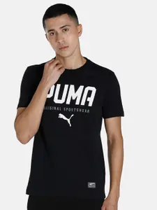 Puma Men Black Typography Printed T-shirt
