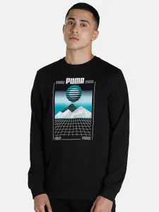Puma Men Black 3D Graphic Crew Regular Fit Sweatshirt