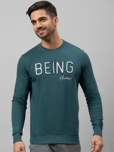 Being Human Men Teal Printed Sweatshirt