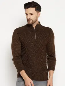 Duke Men Brown Cable Knit Pullover