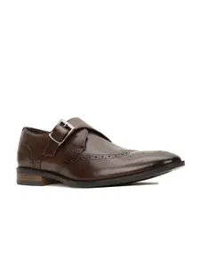 Hush Puppies Men Brown Solid Leather Formal Monks