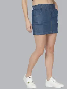 NUEVOSDAMAS Women Blue Solid Mini Skirt