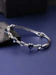 Designs By Jewels Galaxy Women Brass American Diamond Silver-Plated Bangle-Style Bracelet