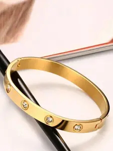 Designs By Jewels Galaxy Women Gold-Toned Brass AD Bangle-Style Bracelet