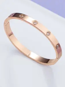 Designs By Jewels Galaxy Women American Diamond Rose Gold-Plated Bangle-Style Bracelet