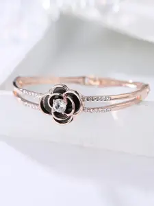 Designs By Jewels Galaxy Women Rose Gold & White Brass AD Bangle-Style Bracelet