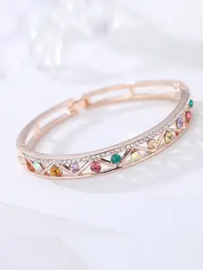 Designs By Jewels Galaxy Women Red & Green AD18K Rose Gold-Plated Bangle-Style Bracelet