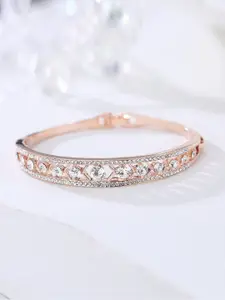 Designs By Jewels Galaxy Women Rose Gold & White Brass American Diamond Rose Gold-Plated Bangle-Style Bracelet