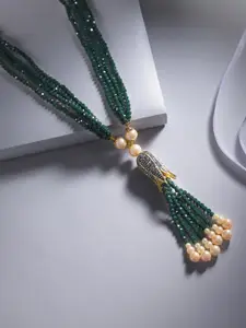 Designs By Jewels Galaxy Gold-Toned & Green Brass Gold-Plated Necklace