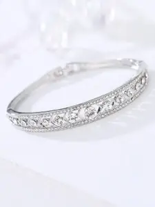 Designs By Jewels Galaxy Women Silver & White Rhodium-Plated Bangle-Style Bracelet