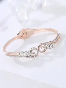 Designs By Jewels Galaxy Women Rose Gold & White Brass American Diamond Rose Gold-Plated Bangle-Style Bracelet