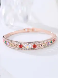 Designs By Jewels Galaxy Women Rose Gold & Red Brass American Diamond Rose Gold-Plated Bangle-Style Bracelet