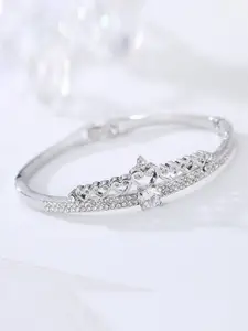 Designs By Jewels Galaxy Women Silver & White Brass Silver-Plated Bracelet