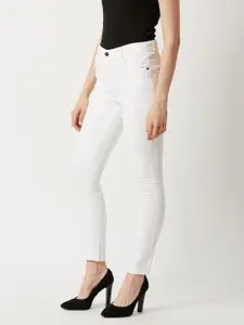 Miss Chase Women White Solid Skinny Fit High-Rise Stretchable Jeans