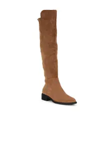 Bata Women Tan Brown Leather Long Boots