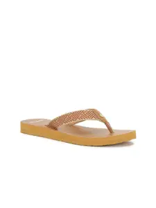 Bata Women Yellow & Brown Thong Flip-Flops