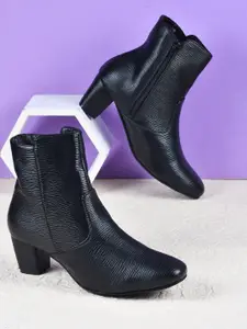 THE WHITE POLE THE WHITE POLE Women Solid Black Short Block Heeled Boots