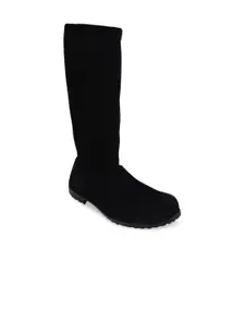 THE WHITE POLE Women Black Solid Long Boots