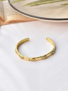 Klissaa Klissaa Women Gold-Toned & White Brass Gold-Plated Bangle-Style Bracelet