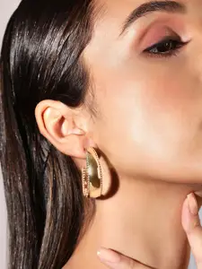 Rubans Voguish 24K Gold Plated Contemporary Hoop Earrings