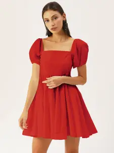 DressBerry Red Solid Mini Dress
