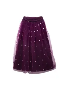 studio rasa Girls Purple Embellished Maxi Flared Skirts