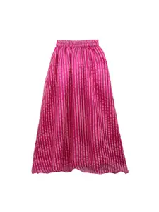 studio rasa Girls Pink Striped Woven Skirt
