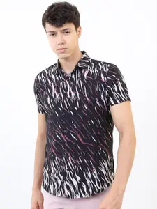 KETCH Men Black Slim Fit Printed Cotton Casual Shirt