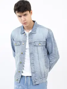 KETCH Men Blue Washed Denim Jacket