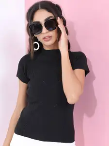 Basics By Tokyo Talkies Women Black Solid Pullover