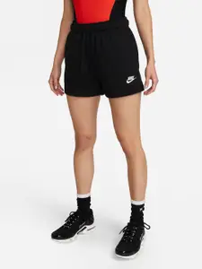 Nike Women Black Solid Club Fleece Sports Shorts