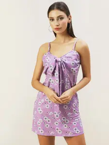 DressBerry Lavender Floral A-Line Mini Dress