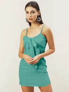 DressBerry Women Sea Green Sheath Mini Dress