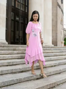 AND Women Pink A-Line Midi Dress