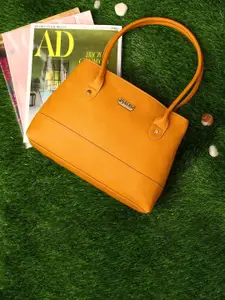 Fostelo Orange PU Structured Satchel with Applique