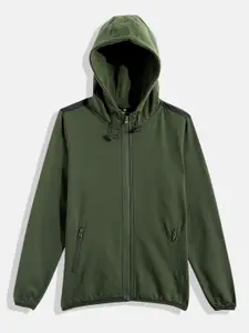 WROGN YOUTH Boys Olive Green Hooded Sweatshirt