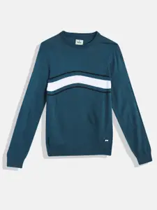 WROGN YOUTH Boys Teal Blue Acrylic Striped Pullover