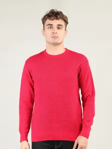 CHKOKKO Men Red Wool Pullover
