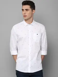 Louis Philippe Jeans Men White Slim Fit Printed Casual Shirt