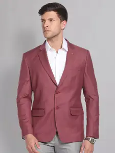 AD By Arvind Men Light Red Solid Single-Breasted Blazer