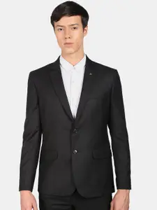 AD By Arvind Men Black Solid Tailored-Fit Single Breasted Formal Blazers