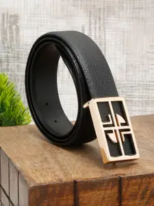 LOUIS STITCH Men Black Leather Formal Belt