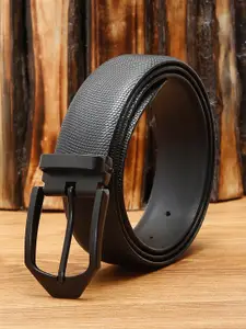 LOUIS STITCH Men Black Textured Leather Formal Belt