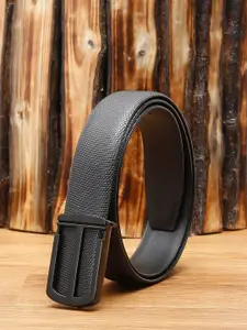 LOUIS STITCH Men Black Leather Formal Belt