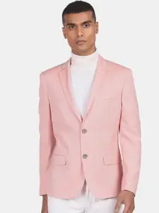 AD By Arvind Men Pink Single-Breasted Formal Blazer