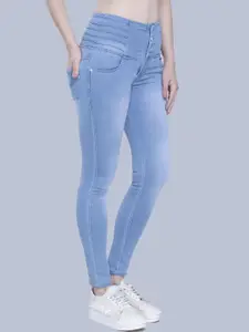 FCK-3 Women Turquoise Blue Hottie High-Rise Heavy Fade Embroidered Stretchable Jeans