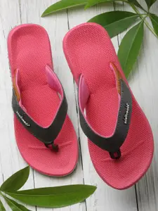 Solethreads Women Pink & Black Thong Flip-Flops