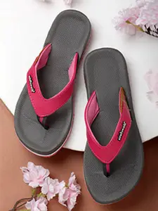 Solethreads Women Grey & Pink Thong Flip-Flops