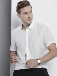 Nautica Solid Slim Fit Pure Linen Casual Shirt