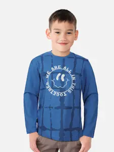 Gini and Jony Boys Blue Printed Cotton T-shirt